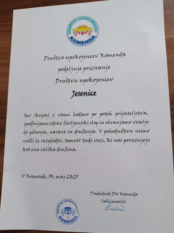 Srečanje pohodnikov PZDU Gorenjske, Komenda, 30. 5. 2025